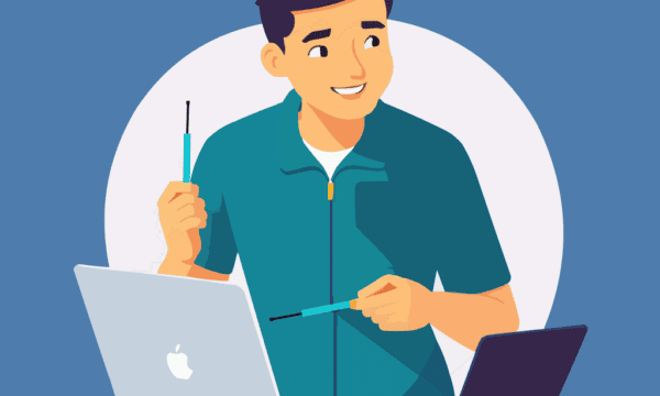 Free man laptop computer vector