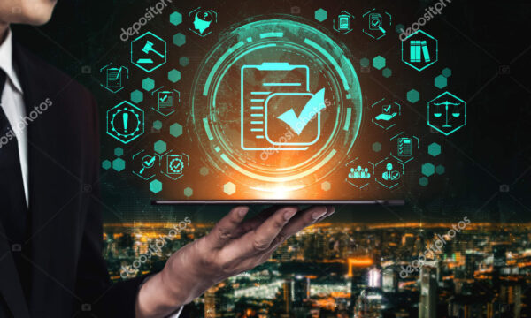 Compliance rule law and regulation graphic interface for business quality policy planning to meet international standard.